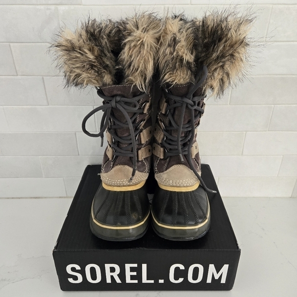 Sorel Joan Of Arctic Brown Tan Waterproof Winter Insulated Snow Boots Size 7 - Picture 3 of 9